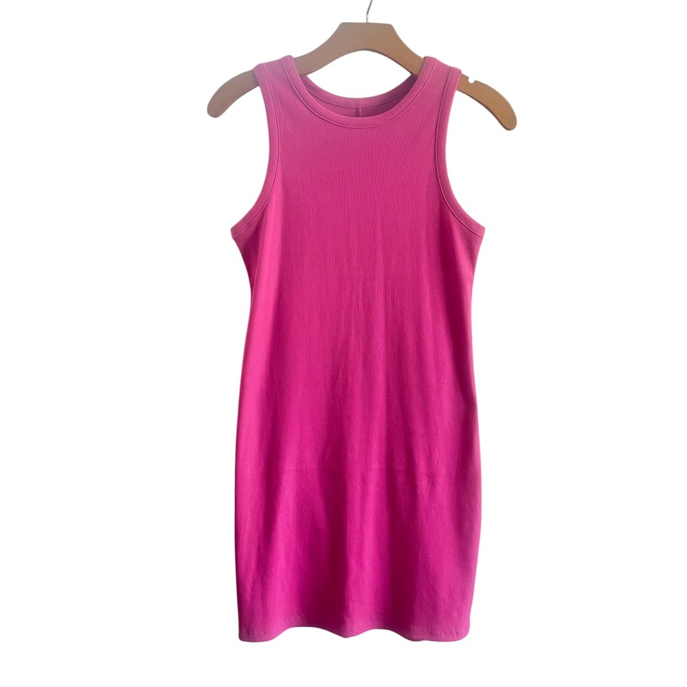 Barbie Pink Stretch Knit Ribbed Tank Dress -Sleeveless Casual Everyday -XS -New